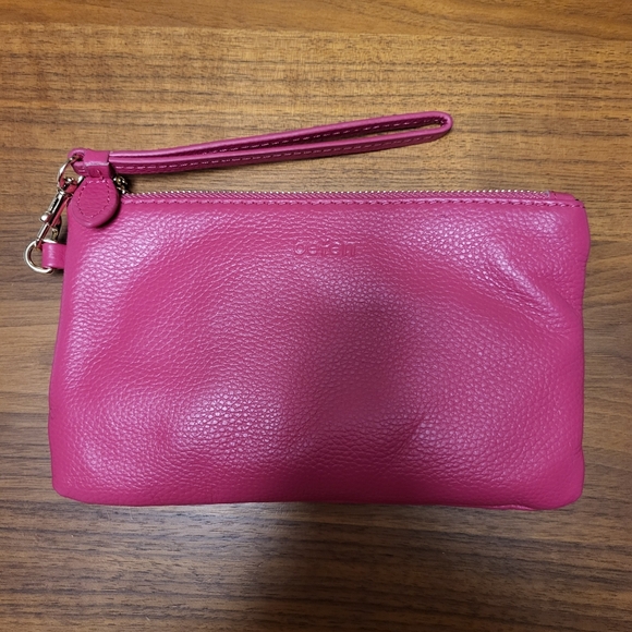 Hot Pink Pebbled Leather Wristlet - Picture 3 of 13